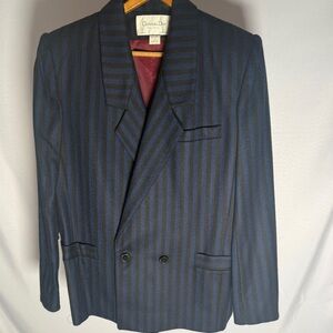 Dior Women’s Double-Breasted Blazer - Navy and Black Stripes